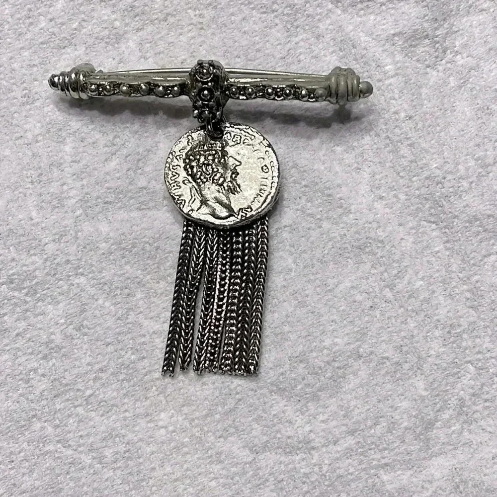 Vintage Roman coin brooch